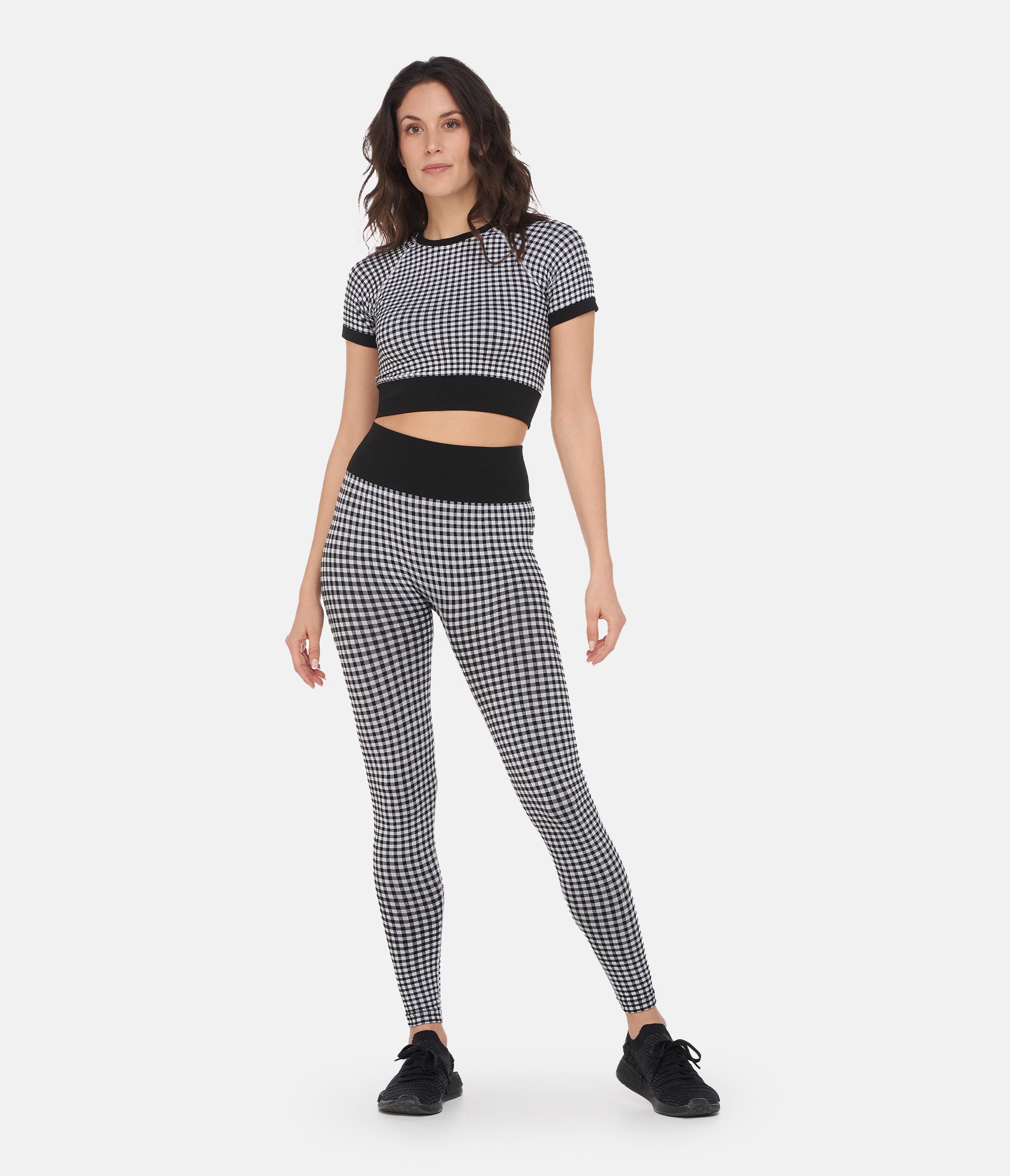 CROP TOP SPORTIVO GEORGIE – VICHY – BLACK AND WHITE