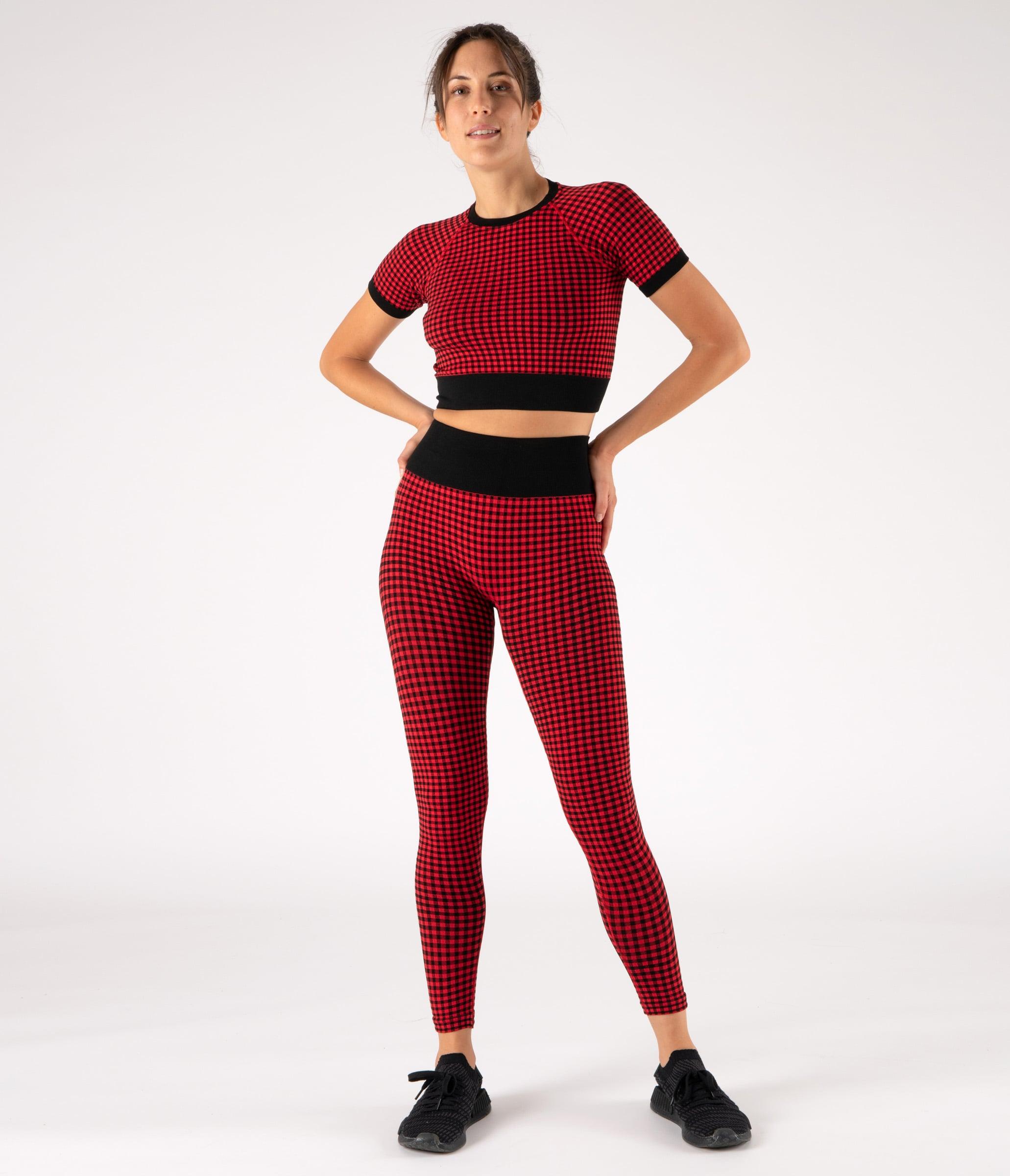 LEGGINGS SUTTON – CHECK – BLACK AND BRIGHT RED