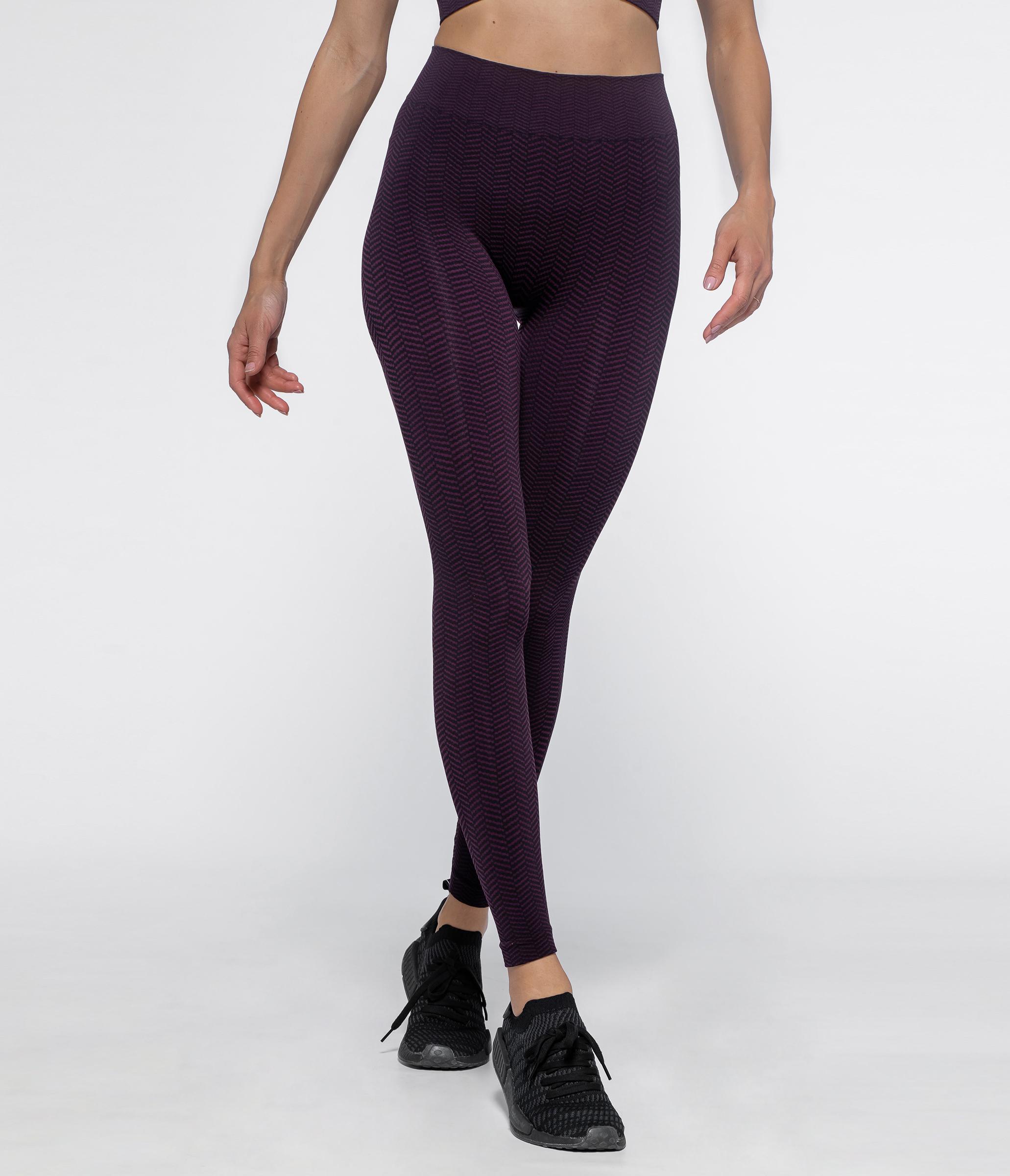 LEGGINGS SPORTIVO DAKOTA HERRINGBONE - BLACK/PLUM