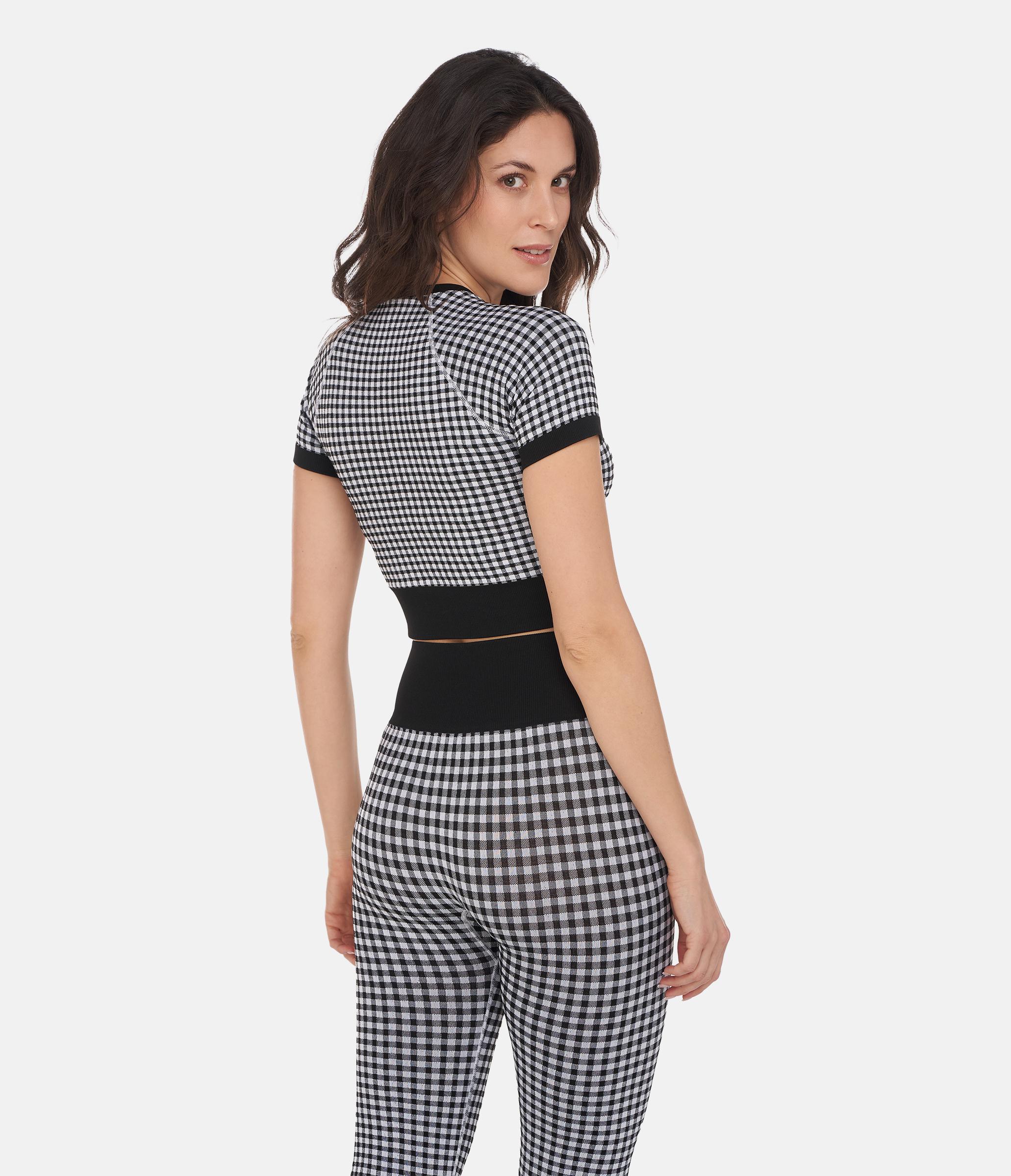 CROP TOP SPORTIVO GEORGIE – VICHY – BLACK AND WHITE