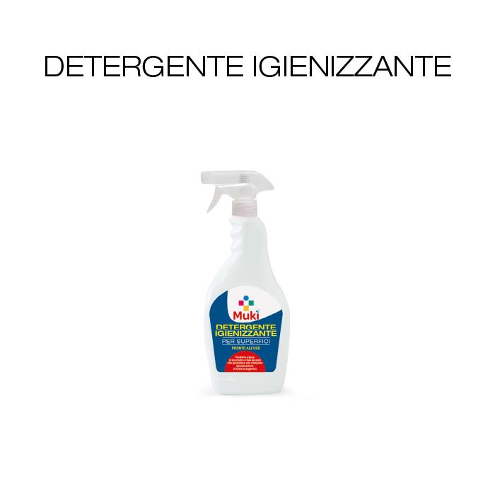 Detergente igienizzante al cloro pronto all'uso per superfici dure. Sbianca deterge ed igienizza.