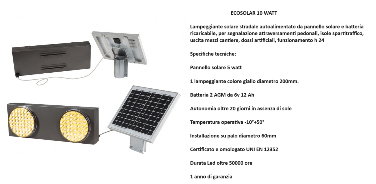 ECOSOLAR 10 WATT - 2 lampeggianti