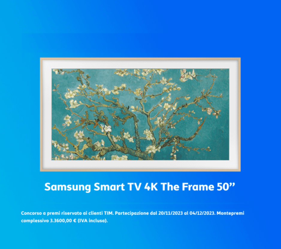 Gioca con TIM Party e prova a vincere una smart TV Samsung 4K THE FRAME 50"