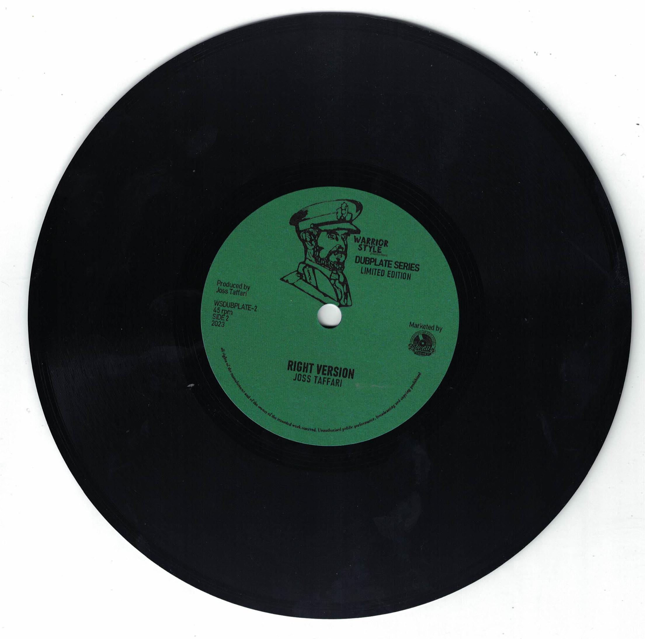 PATHS OF RIGHTEOUSNESS Chazbo & Joss Taffari WARRIOR STYLE (DUBPLATE) 7 inch