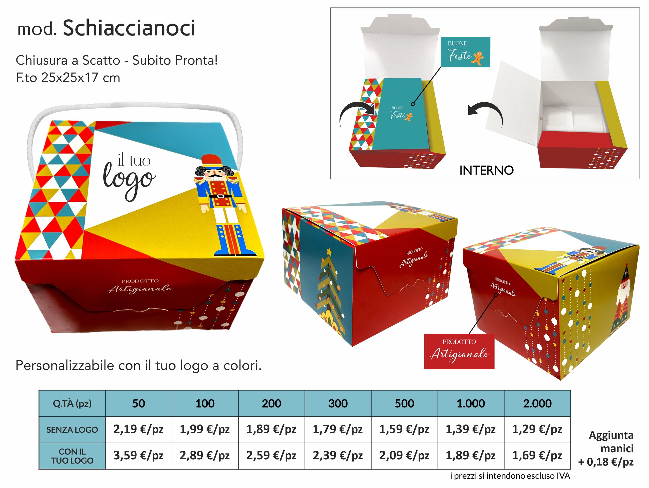 scatola porta panettone schiaccianoci, scatola panettone, scatola pasticceria, panettone artigianale, contenitore panettone