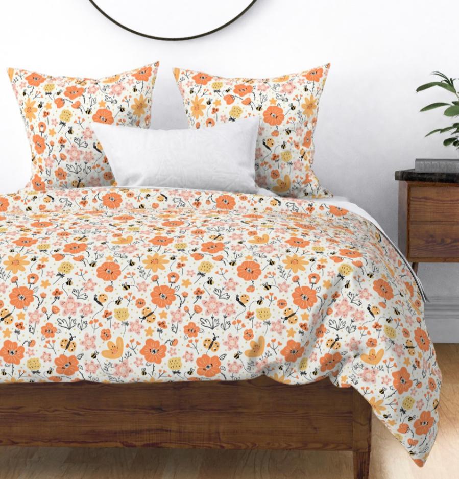 duvet cover pollinators and flowers