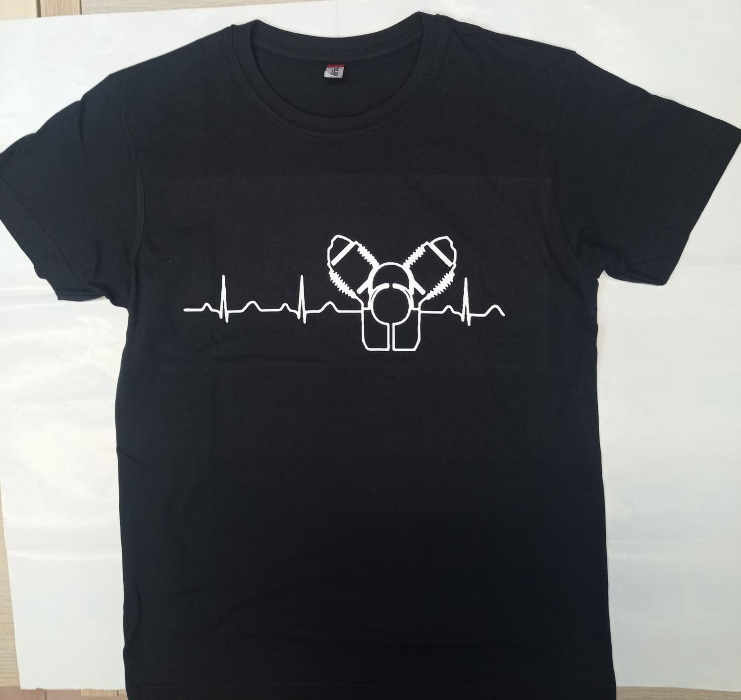 T-shirt cardiogramma nera
