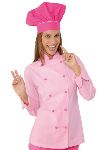 giacca cuoco lady extra light rosa + fuxia