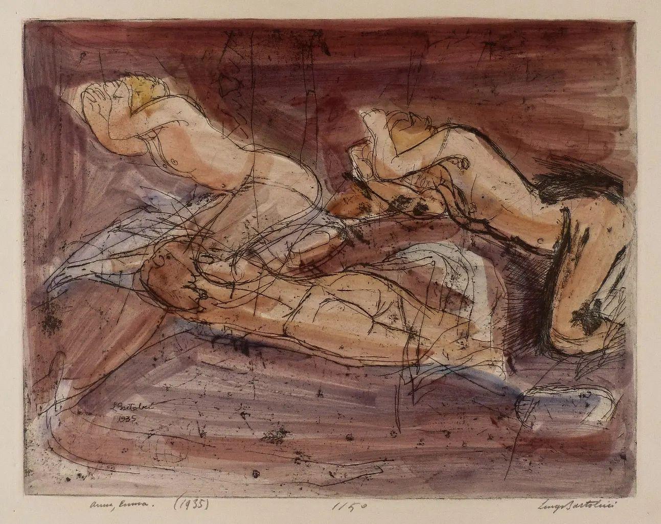 Luigi Bartolini, Acquaforte, Le odalische 1935 acquerellata