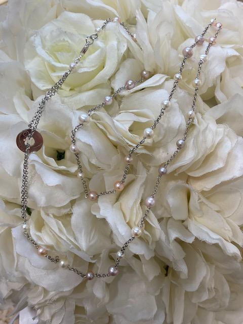 Collezione "Perle coltivate naturali" collana in argento e perle