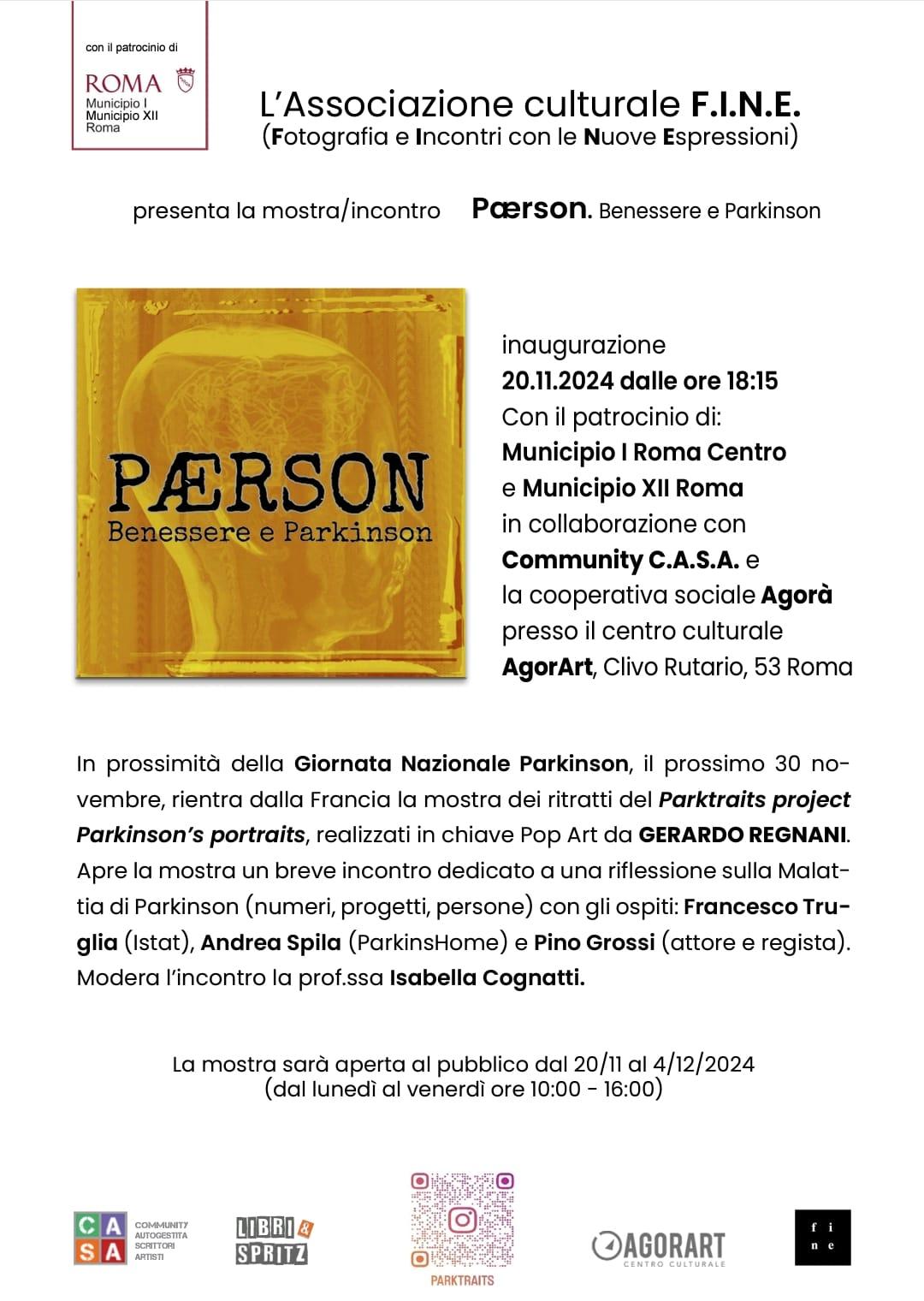 2024-11-20 PRSON-BENESSERE E PARKINSON - LOCANDINA Gerardo Regnani con patrocinio gratuito Comune di Roma - Municipio I Roma Centro e Municipio XIIjpg