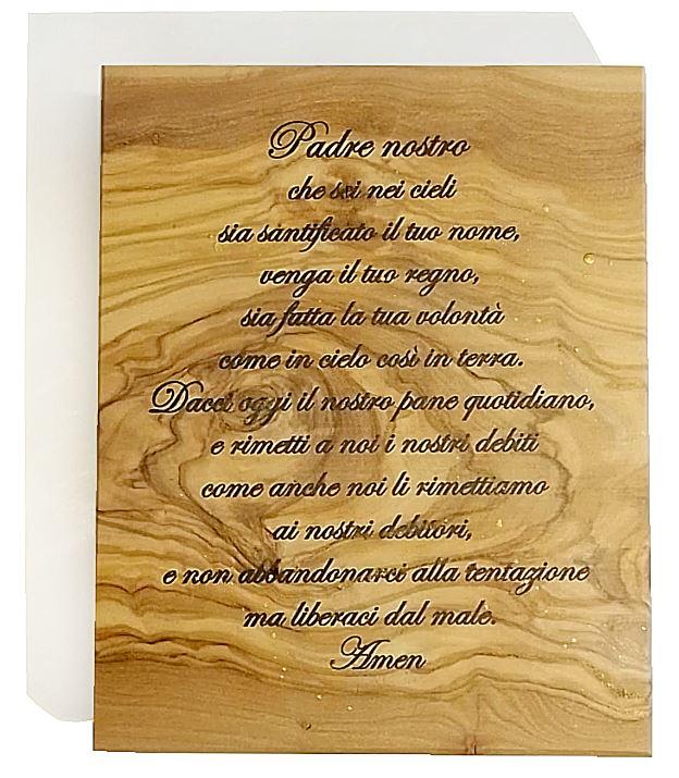 Padre Nostro su legno d'ulivo (14x18) cod.70067
