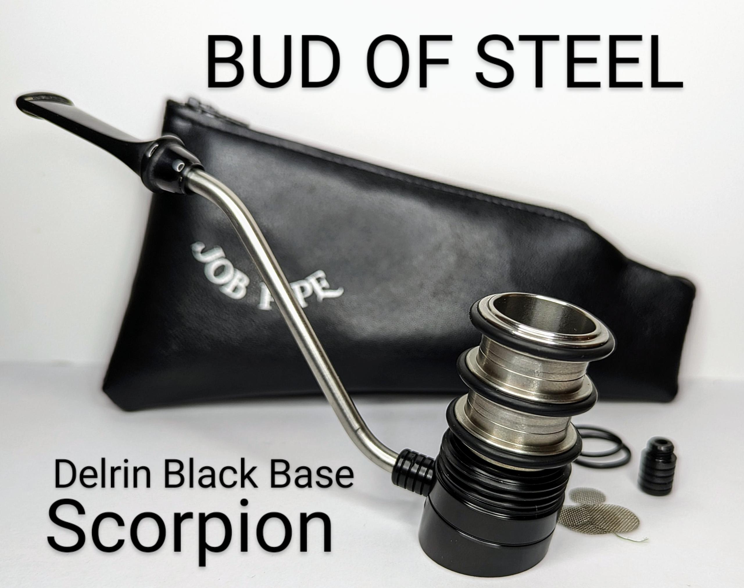 Job Pipe Bud Of Steel Black delrin Scorpion (gruppo 3- Reverse Calabash in acciaio inox)
