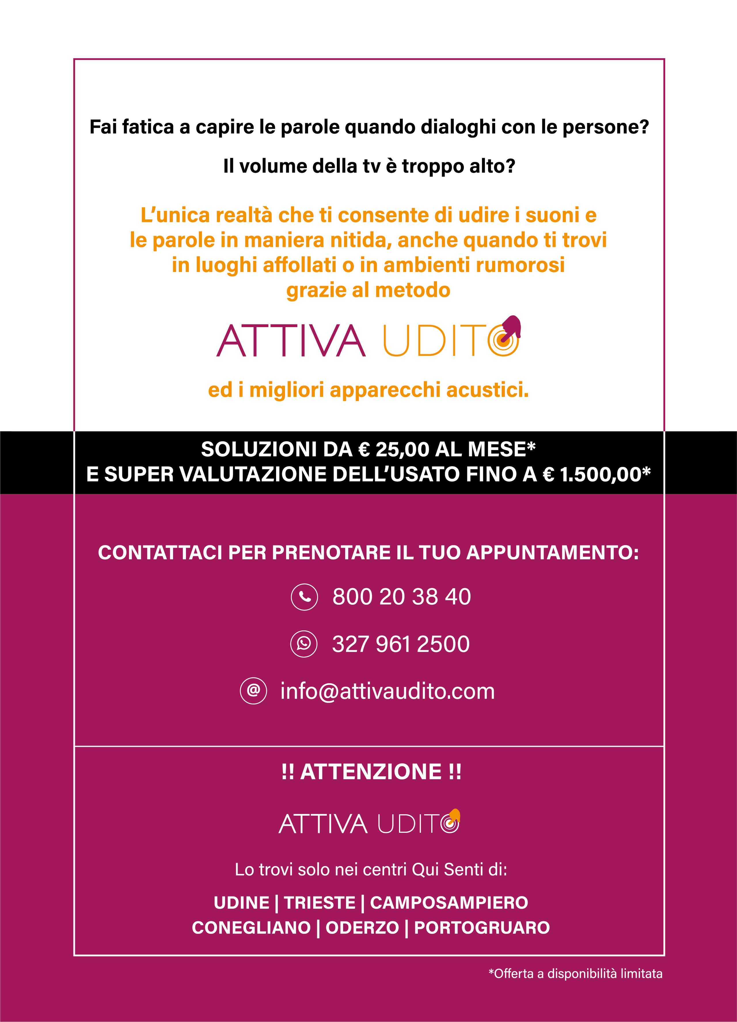 pagina promozionale attiva udito