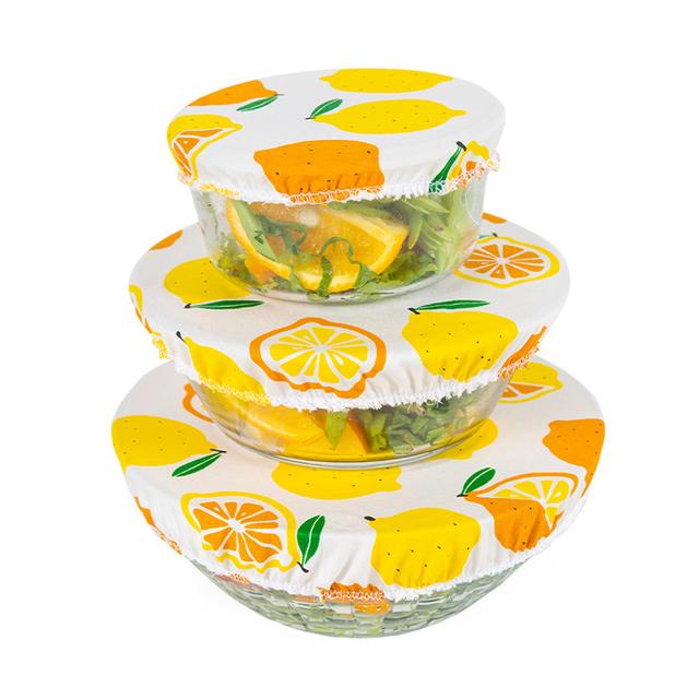Set di 3 pezzi - Copriciotola antipolvere riutilizzabile in cotone - Limoni