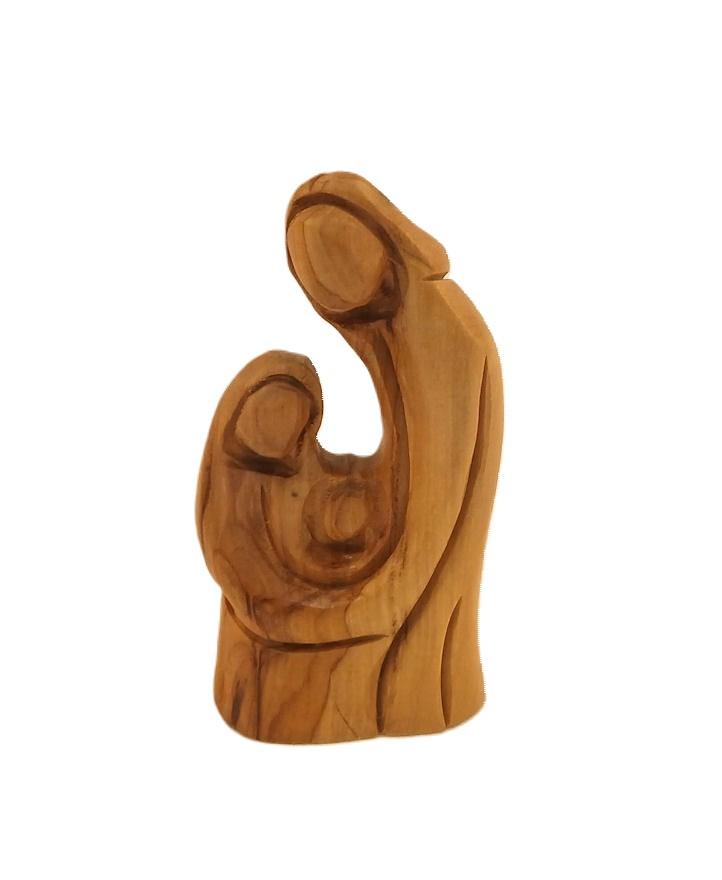 STATUETTA SACRA FAMIGLIA IN LEGNO D'ULIVO