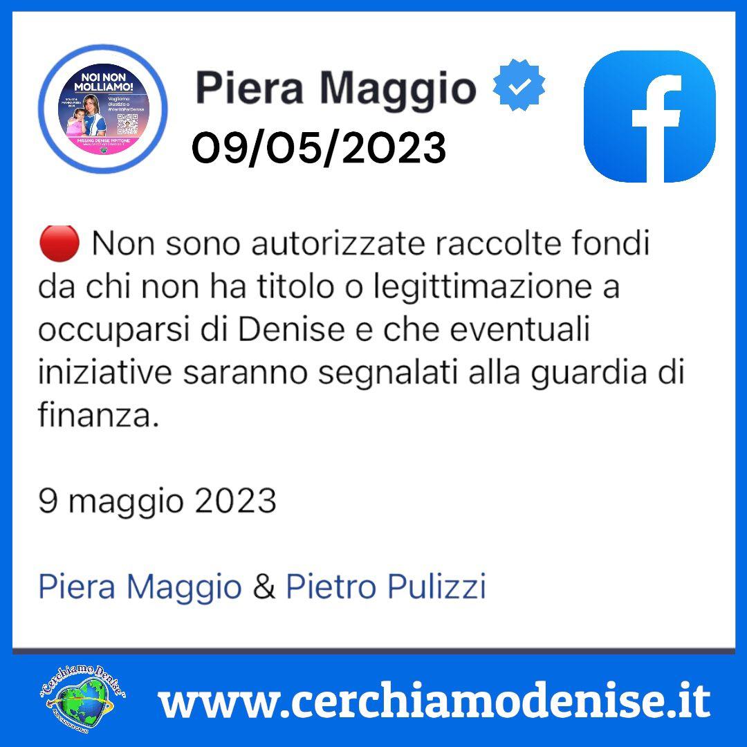 I genitori di Denise, Piera Maggio e Pietro Pulizzi, "Nessuno proceda a iniziative o raccolta fondi senza autorizzazione "