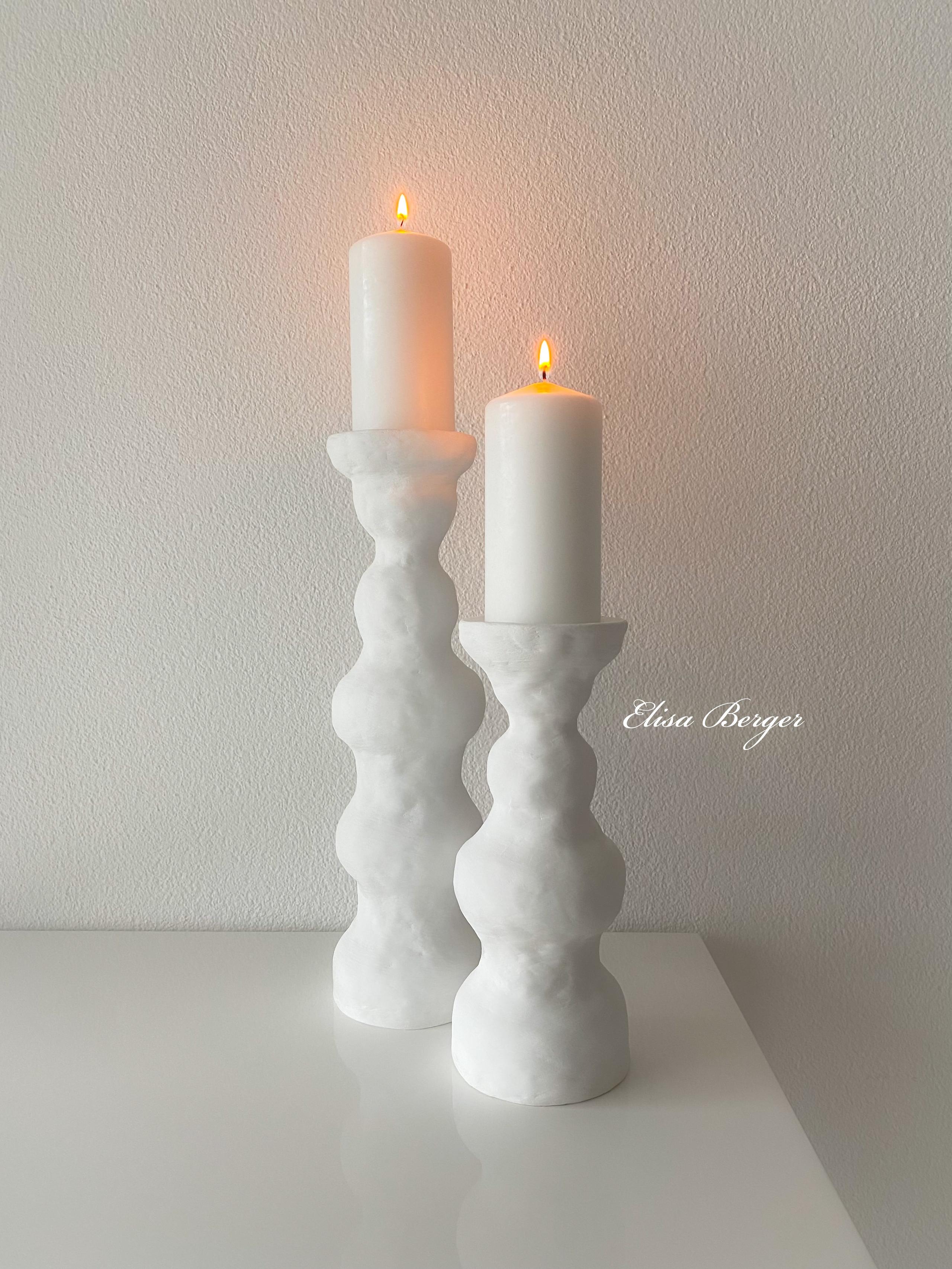 Organic White Cosy Candleholders WAVES