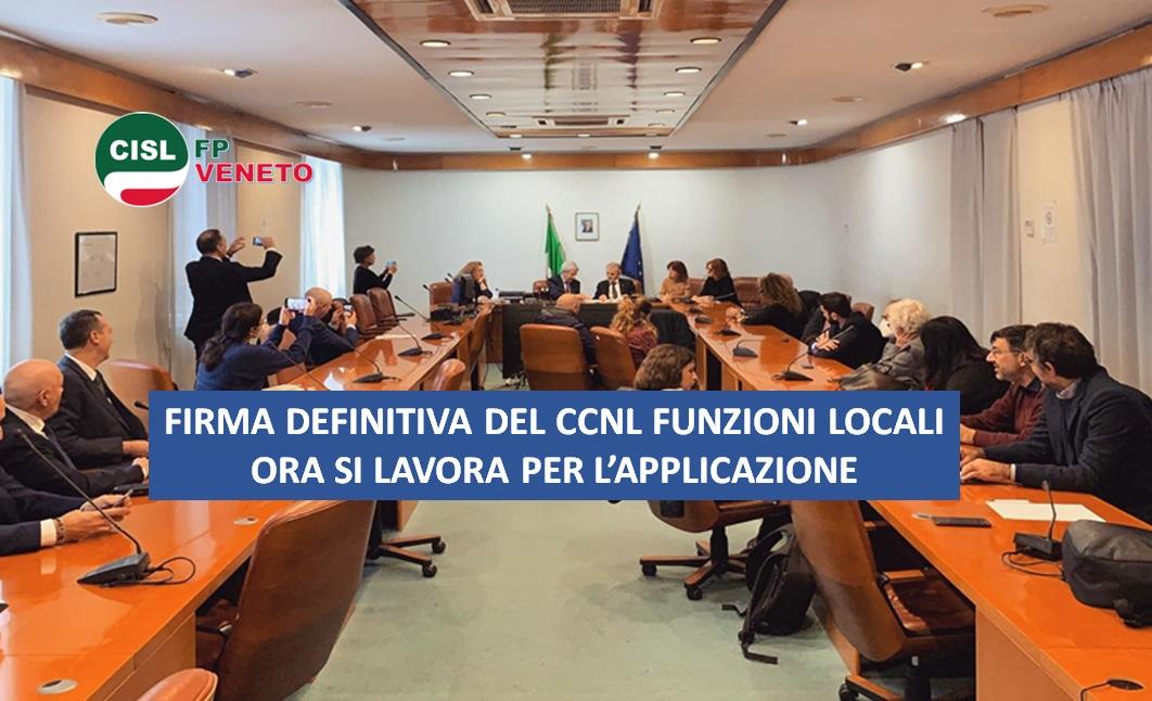 CISL FP Belluno Treviso. Firmato definitivamente il nuovo Contratto delle Funzioni Locali