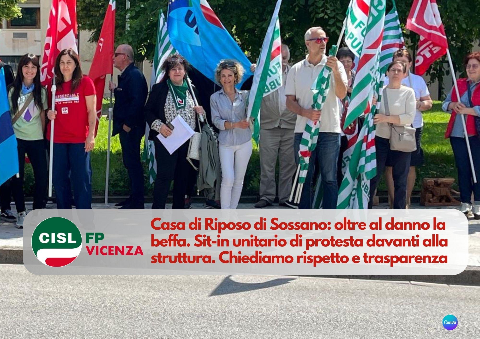 CISL FP Vicenza. Casa di Riposo di Sossano: oltre al danno la beffa. Sit-in unitario di protesta