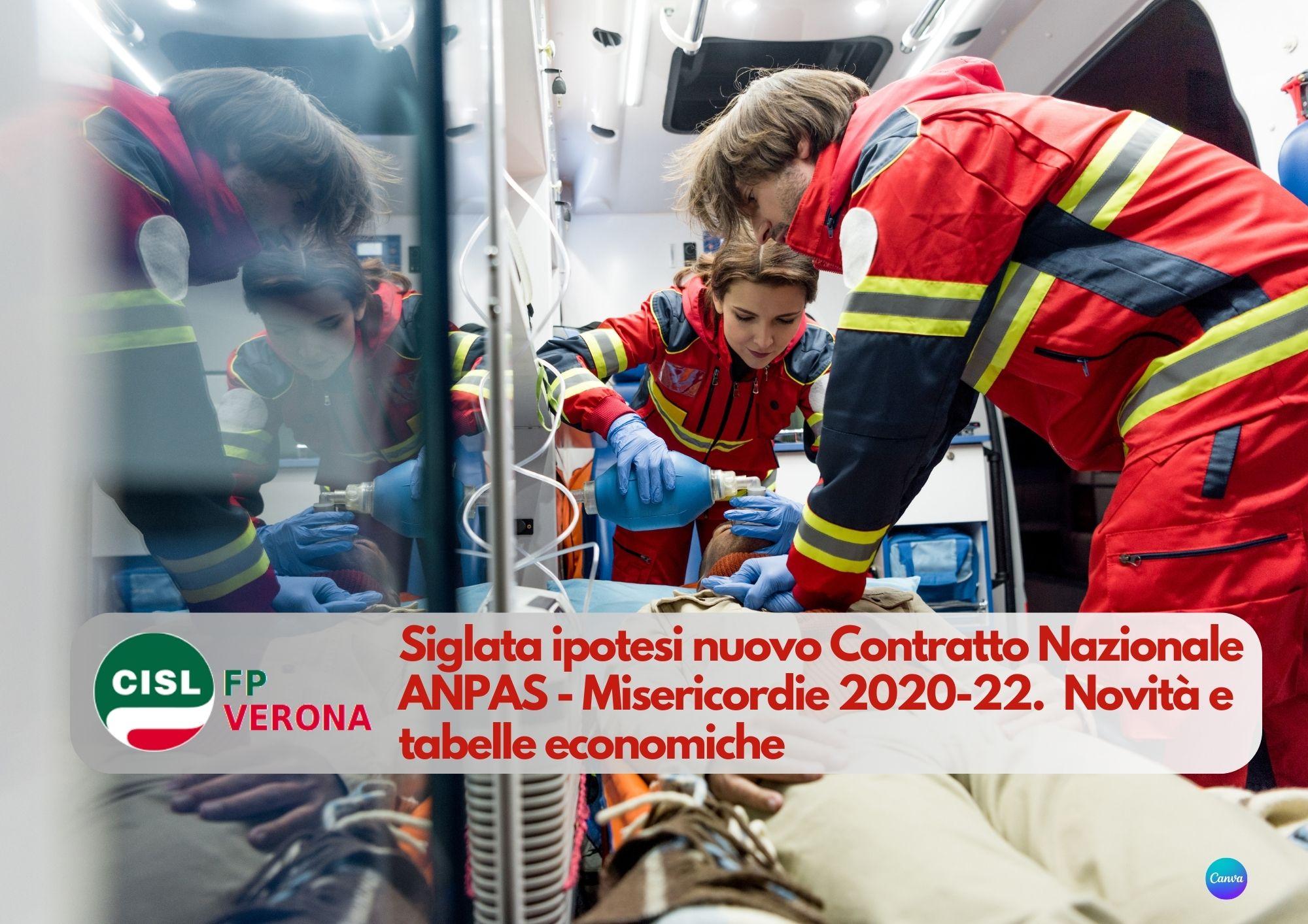 CISL FP Verona. Siglata ipotesi nuovo Contratto Nazionale ANPAS - Misericordie 2020-22