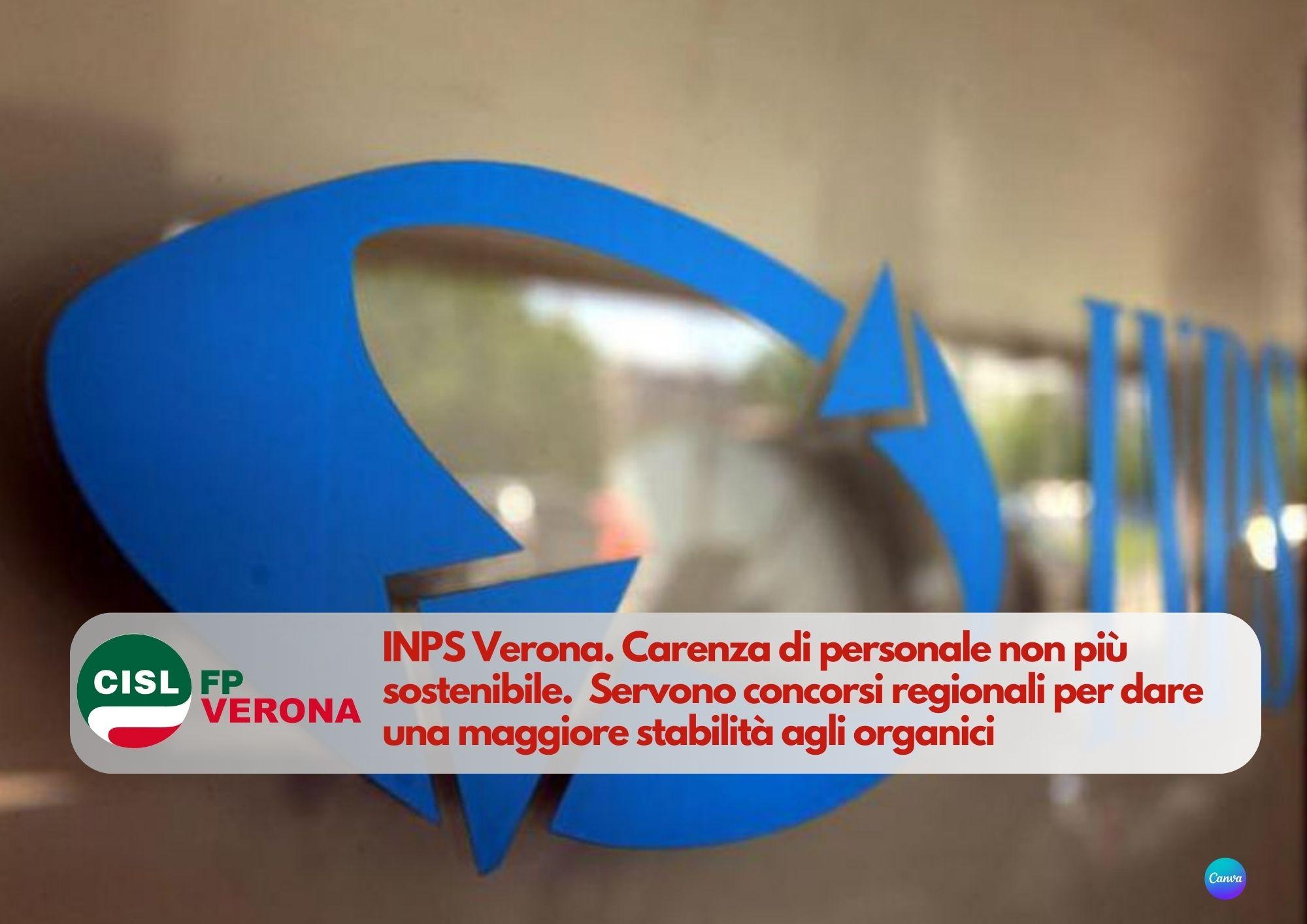 CISL FP Verona. INPS Carenza di personale non più sostenibile. Servono concorsi regionali.