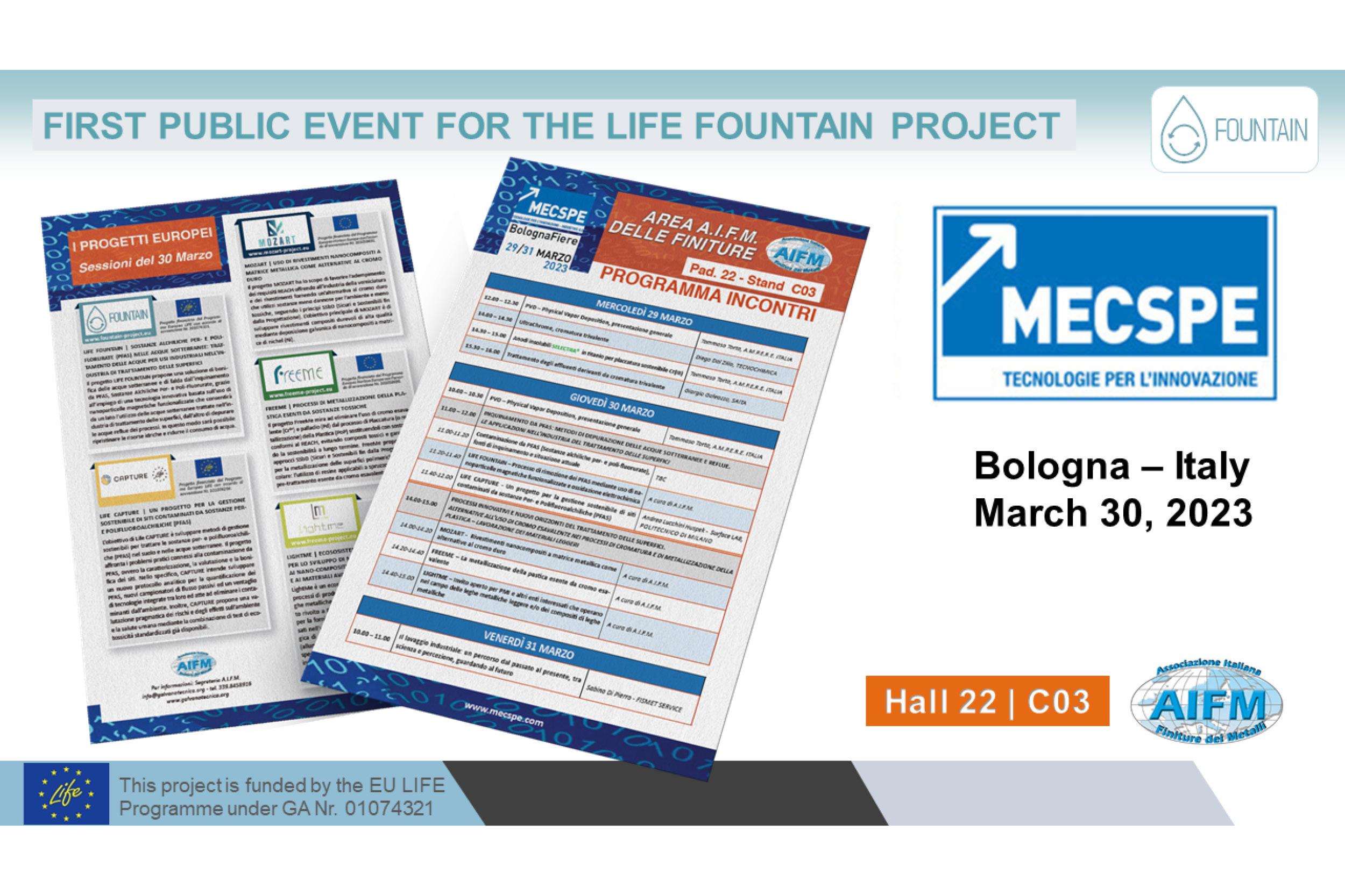FIRST PUBLIC EVENT - THE PROJECT WILL BE PRESENTED AT MECSPE, MARCH 30 - BOLOGNA (ITALY)
