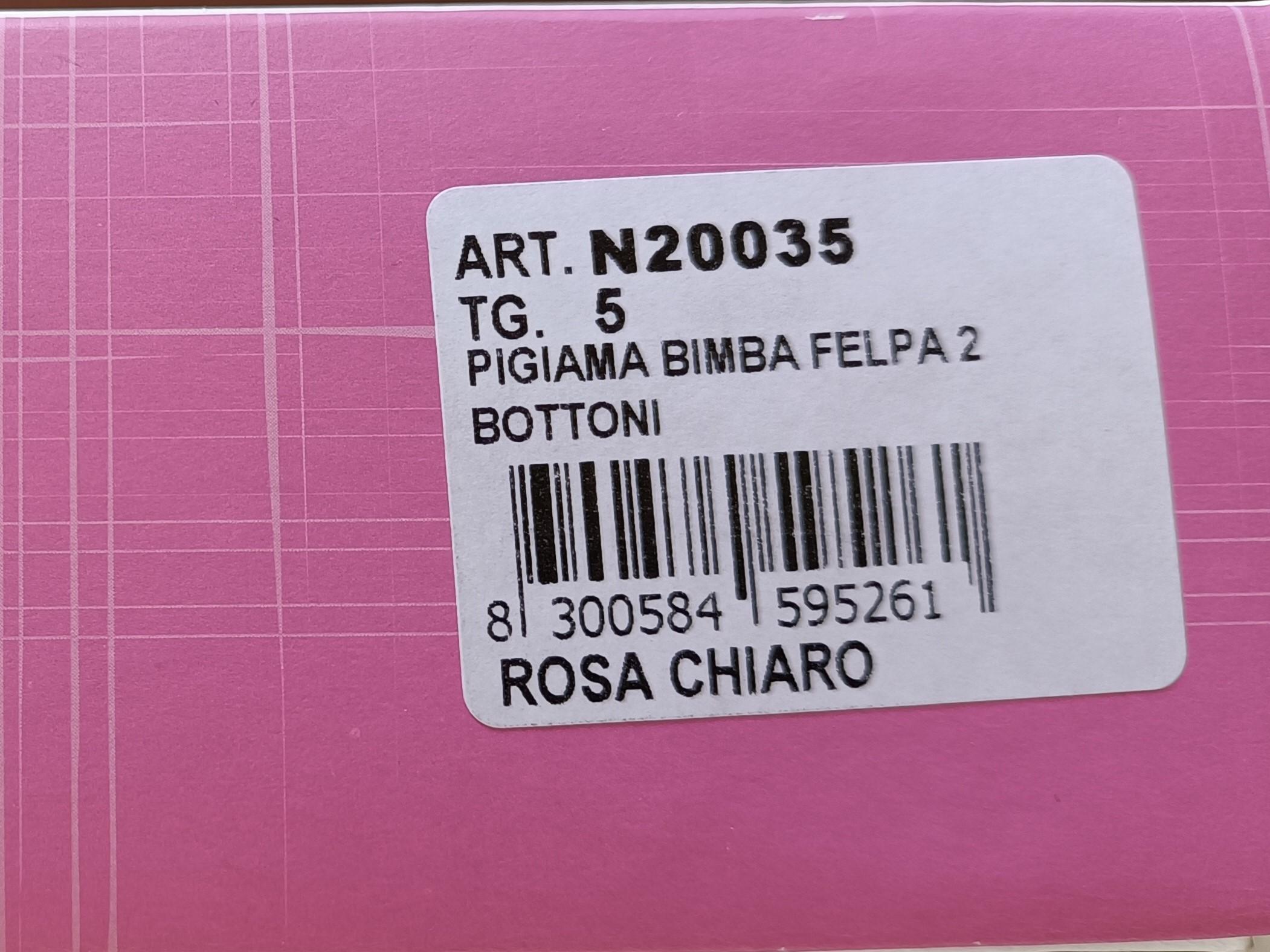 PIGIAMA BIMBA FELPATO 2 BOTTONI marca GARY colore ROSA CHIARO