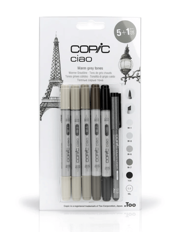 Copic - Copic Ciao set 5+1 colori toni grigi caldi