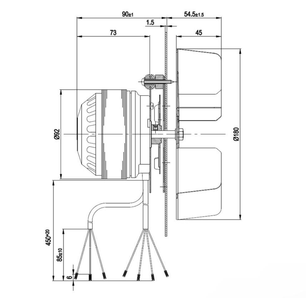 VENTILATORE ESTRATTORE FUMI STUFA CALDAIA A PELLET EBM