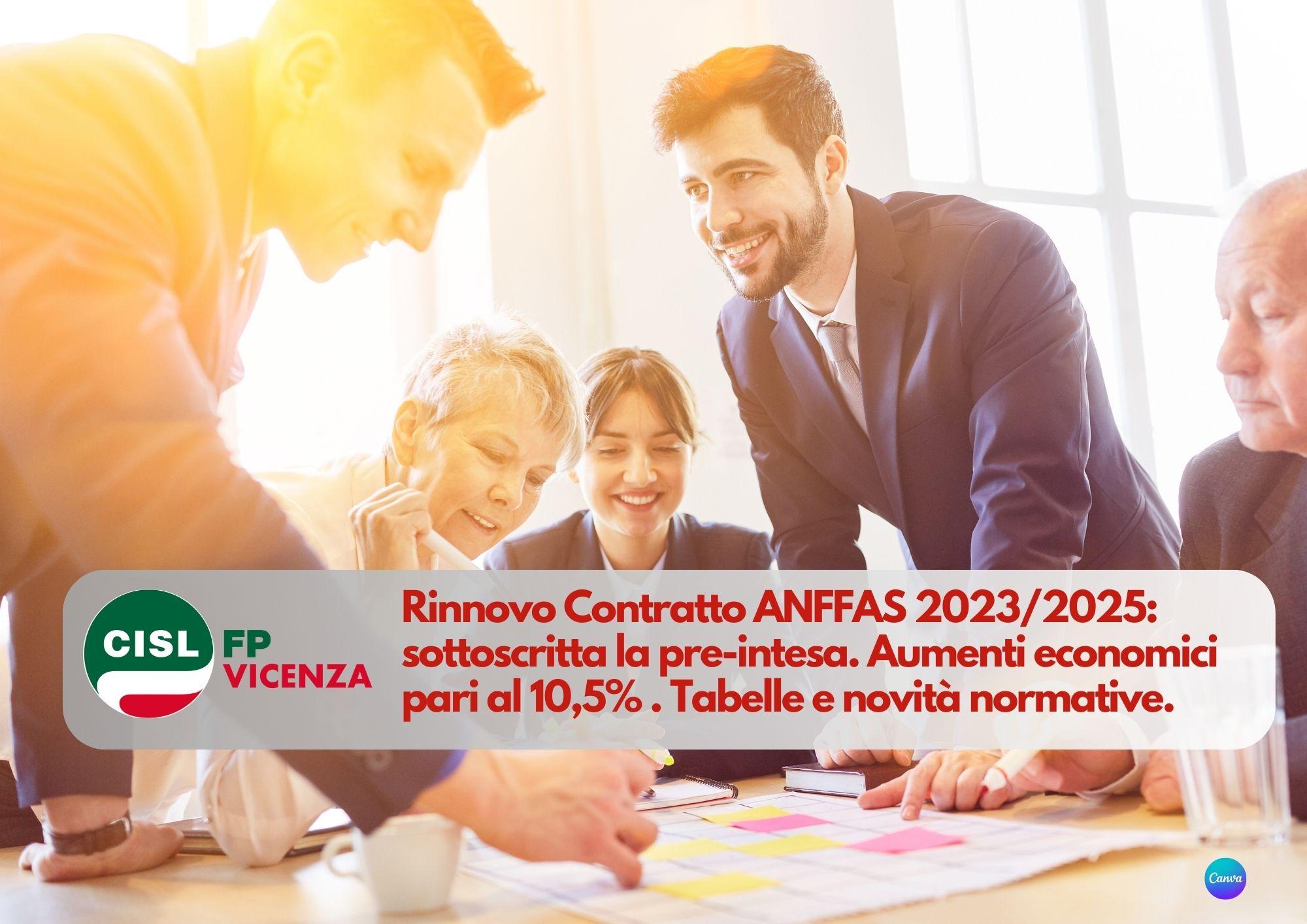 CISL FP Vicenza. Rinnovo Contratto ANFFAS 2023/2025: sottoscritta la pre-intesa. I dettagli