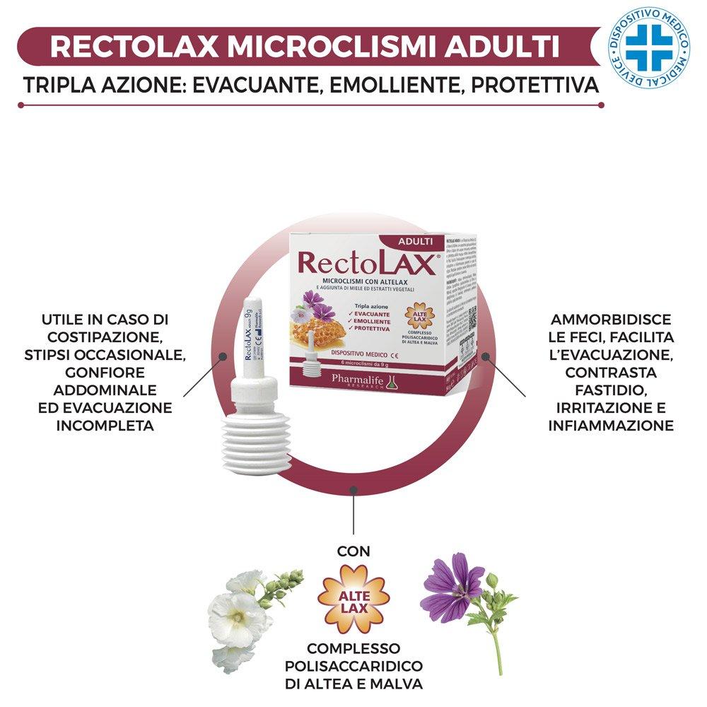 Rectolax Adulti Pharmalife 6 Microclismi da 9 g Dispositivo Medico