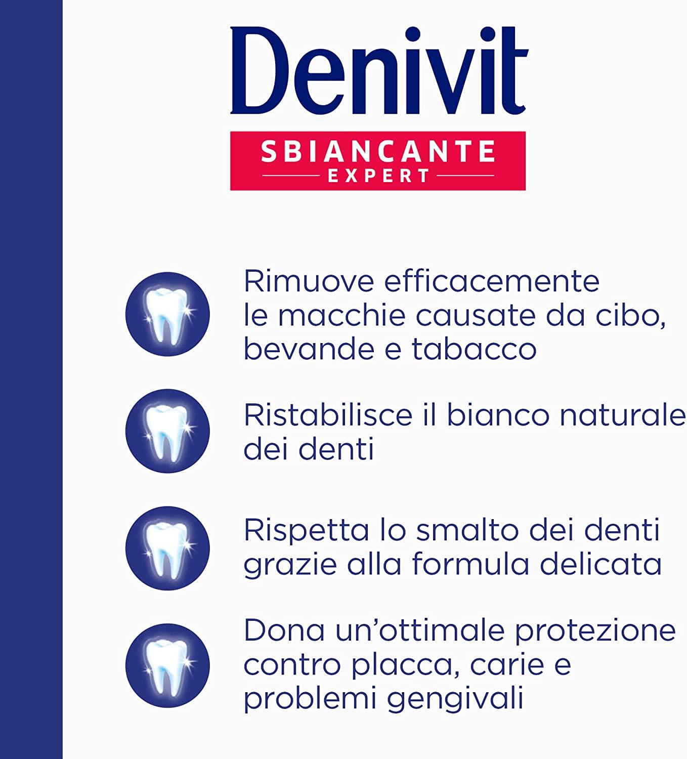 Denivit Dentifricio Antimacchia Intenso Sbiancante Expert Dentifricio Rimuove le Macchie 50 ml