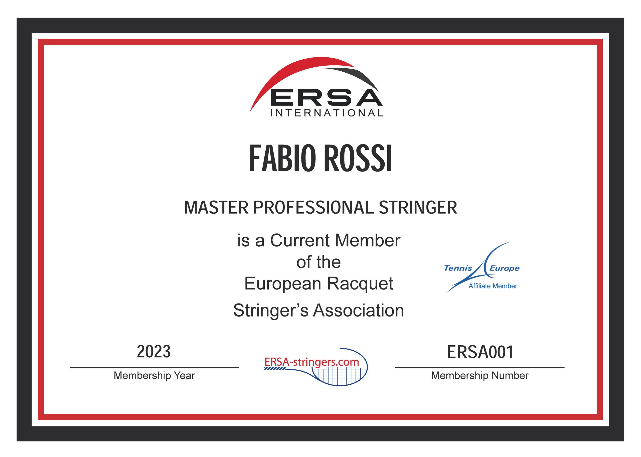 Certificazione ERSA Master Professional Stringer