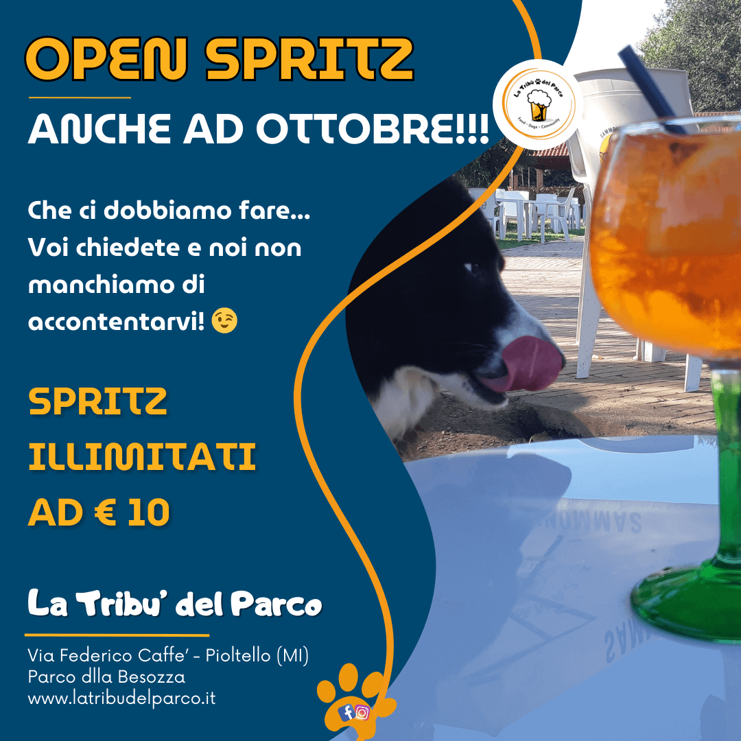 spritz, open sptriz, aperitivo a milano, aperitivo in Besozza , aperitivo al parco a milano, offerta aperitivo spritz, eventi a milano, bar, ristorante, streetfood centro cinofilo besozza pioltello, happy hour a milano, happy hour al parco pioltello milano, dove fare aperitivo a milano