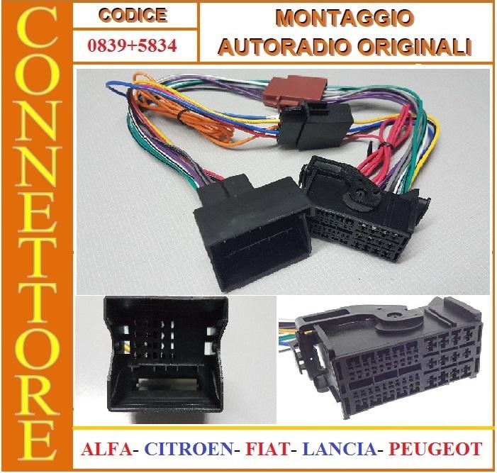 0839+5834 - ALFA ROMEO - CONNETTORE MONTAGGIO AUTORADIO ORIGINALE FAKRA