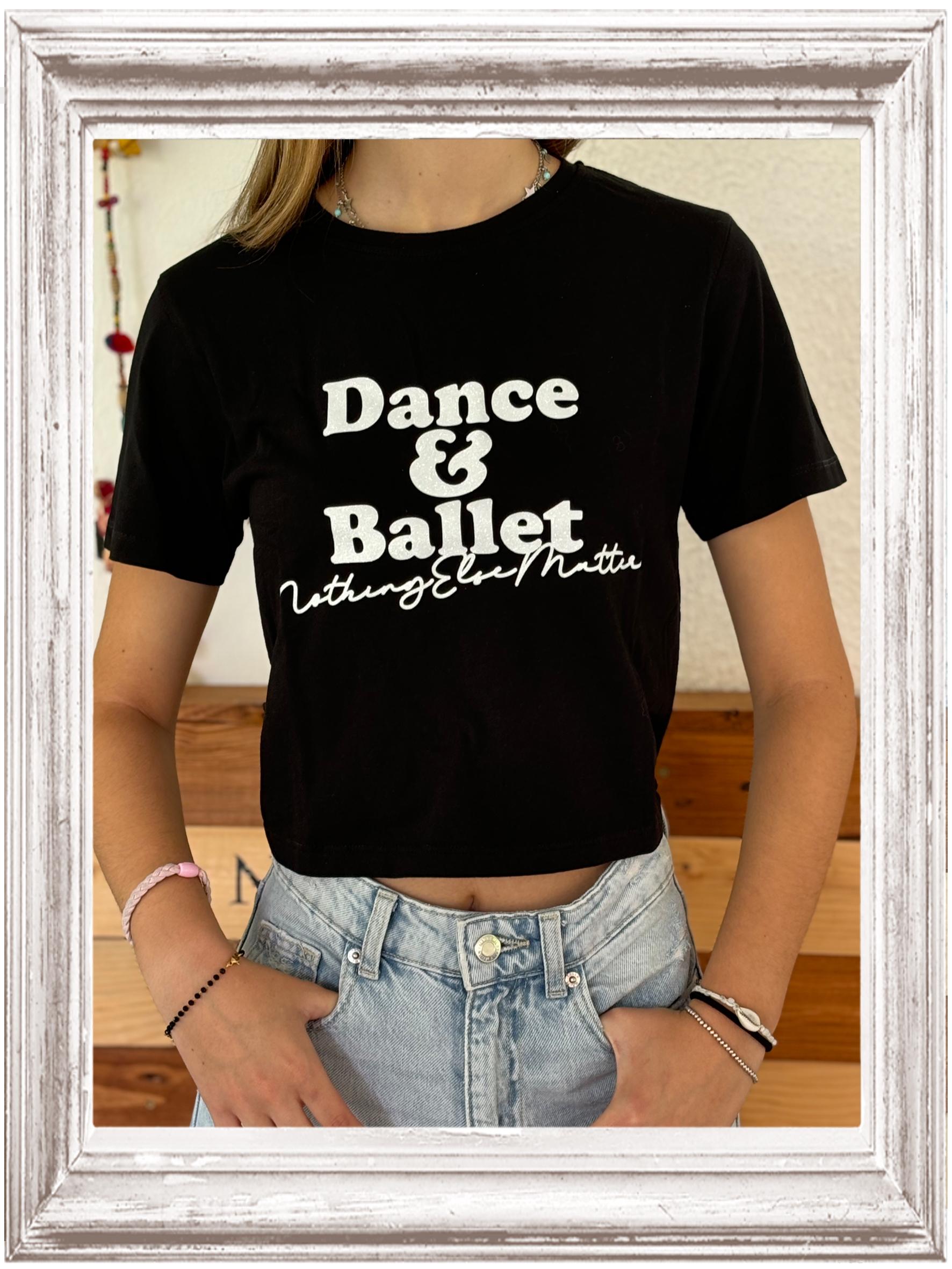 Crop top dance&ballet nero, bianco