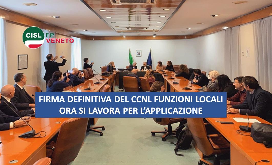 CISL FP Verona. Firmato definitivamente il nuovo Contratto delle Funzioni Locali