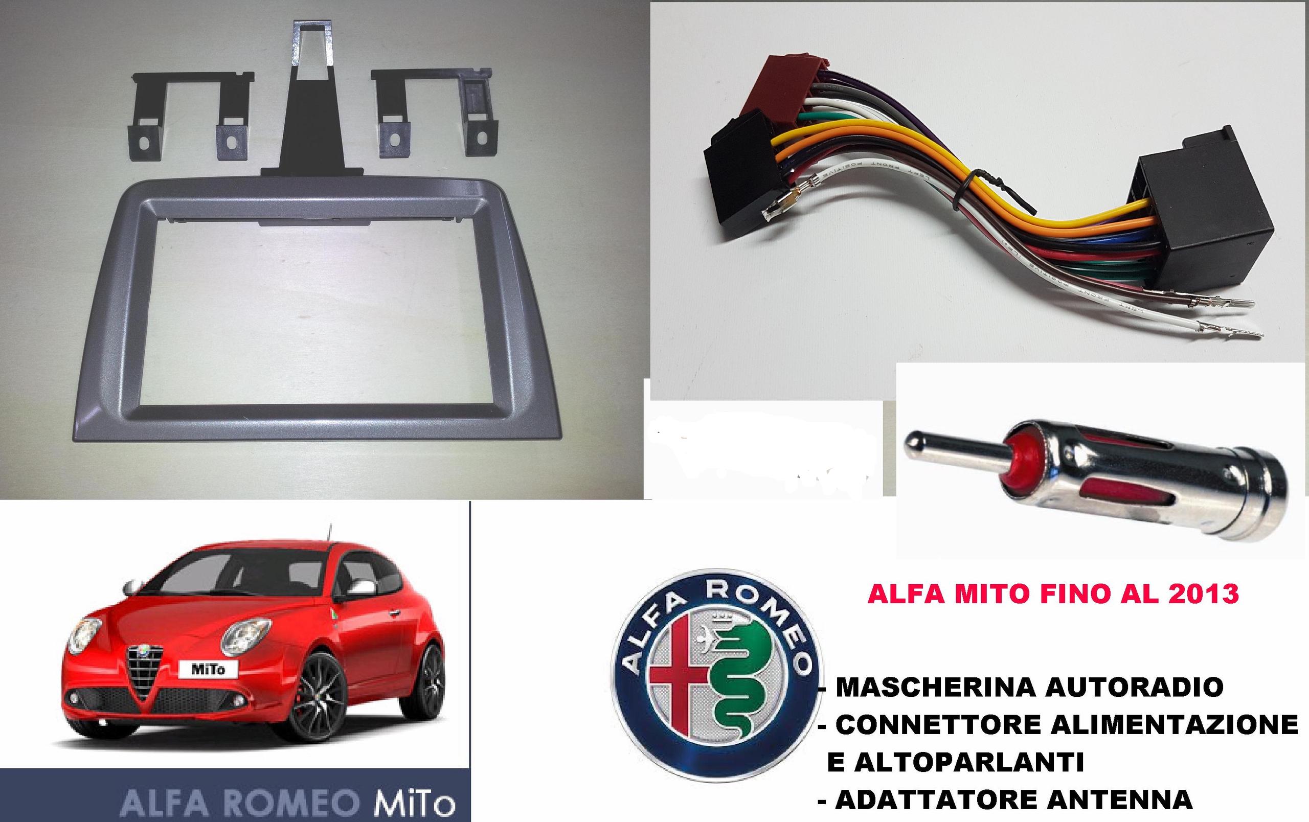 5973+0736+0735 - ALFA MITO fino 2013 CORNICE AUTORADIO 2 DIN+CONNETTORE-con navigatore-no BOSE