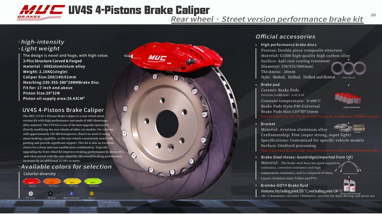 Rear Big Brake System 4 POT UV4S ( 380/ 355 / 330 mm ) - MUC