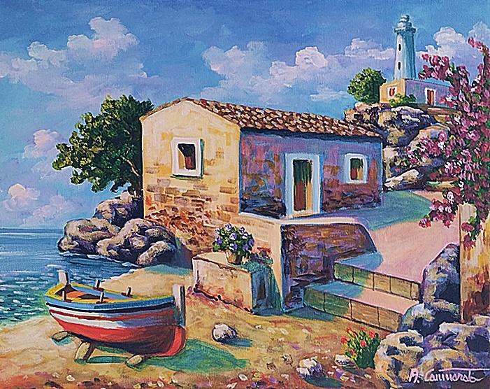 Casa sulla costa Olio su tela 40 x 50 cm