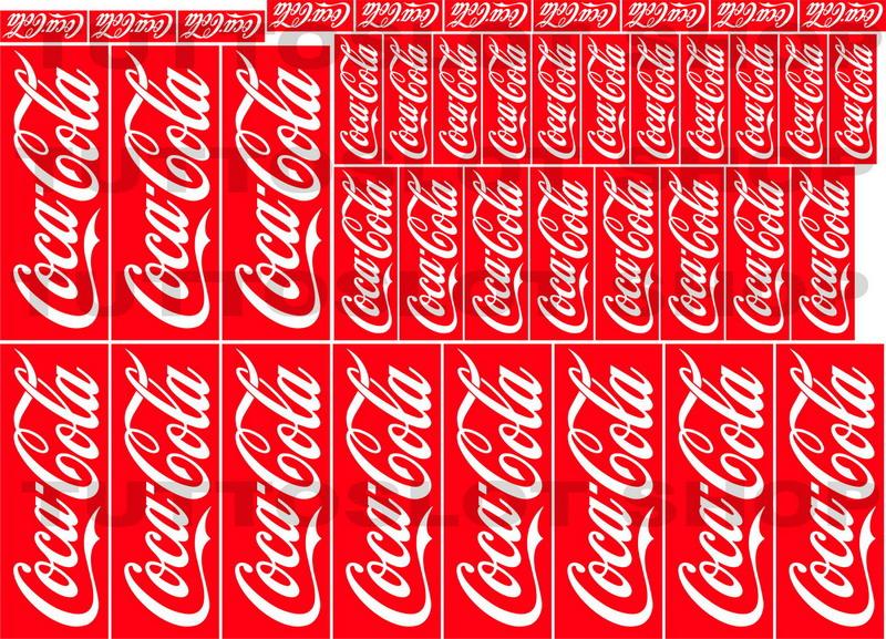 Foglio adesivi in vinile con logo Coca Cola - Self adhesive vinyl Coca Cola logo sticker