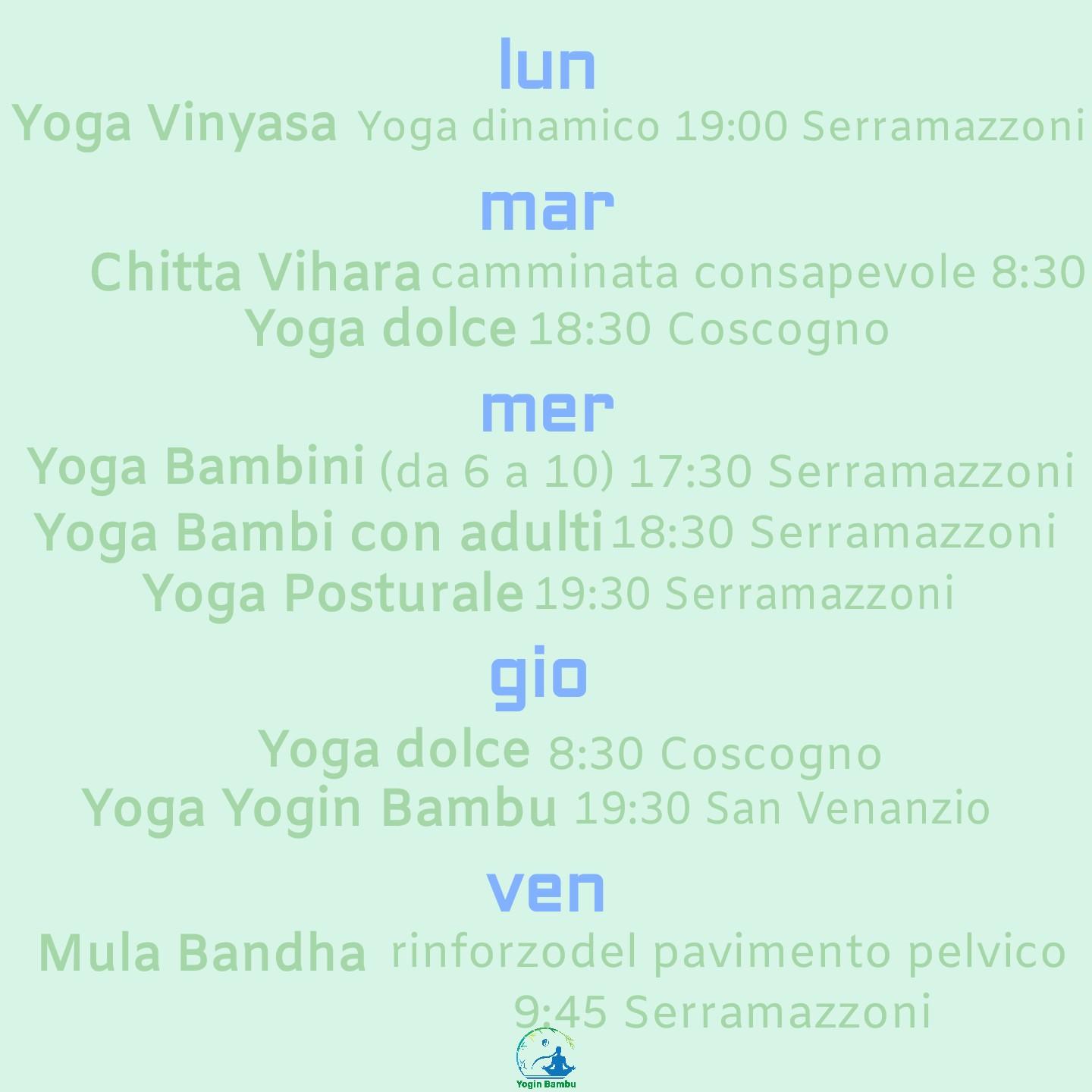 Corsi yoga a Serramazzoni Pavullo Coscogno San Venanzio Sant'antonio con Angela Failla Yogin Bambu