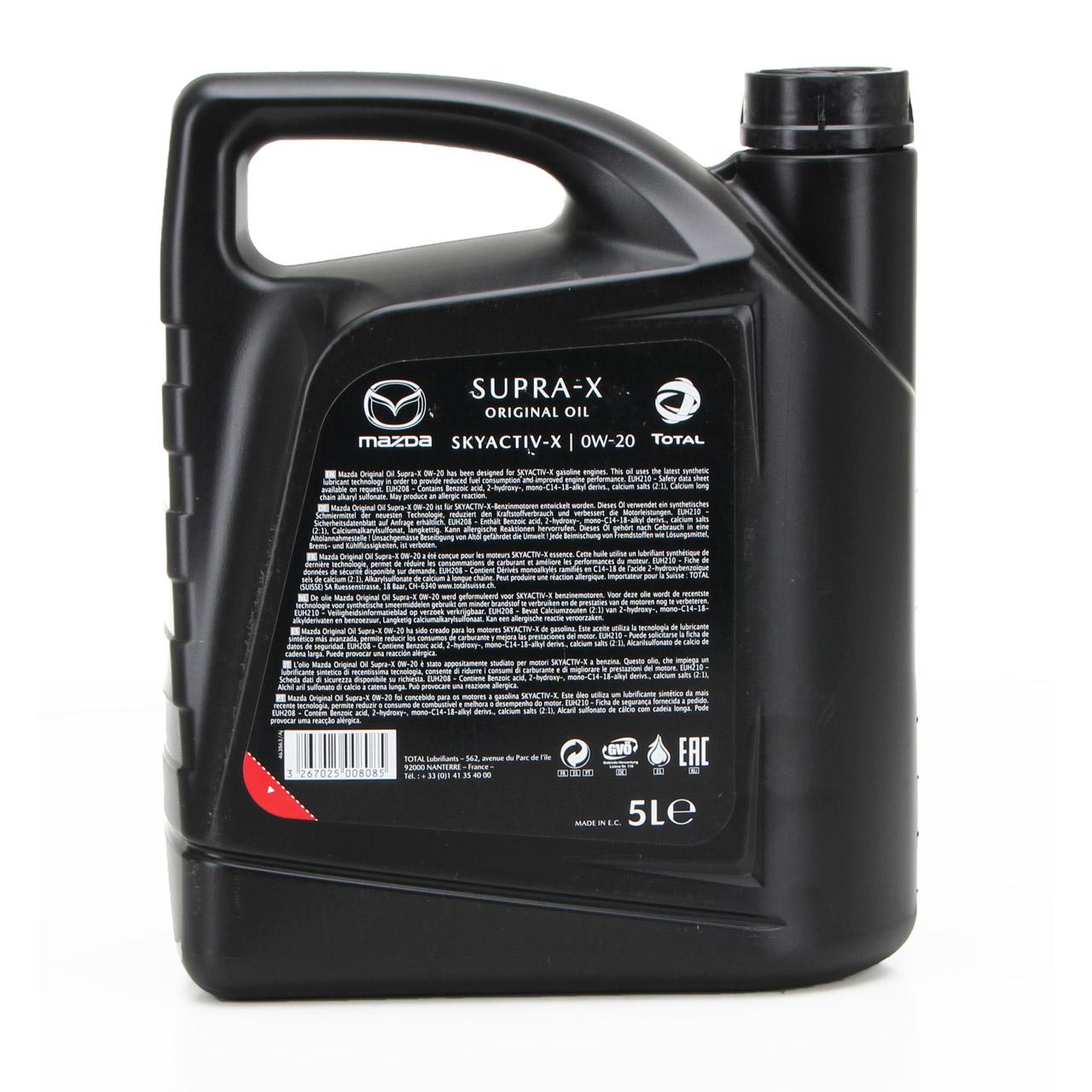 Olio motore Mazda SUPRA-X 0W20 Benzina SKYACTIV-X (confezione da 5 litri)