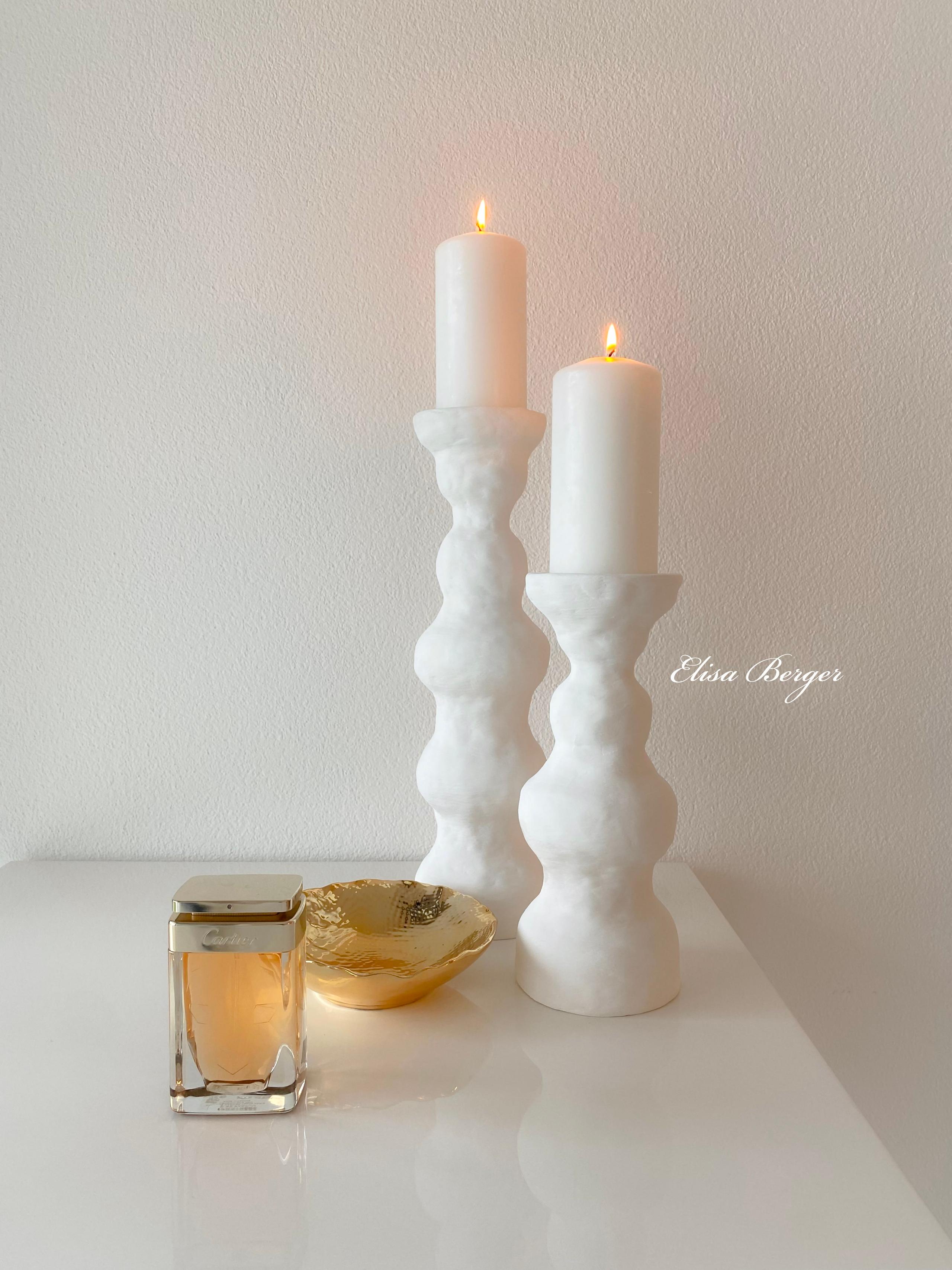 Organic White Cosy Candleholders WAVES