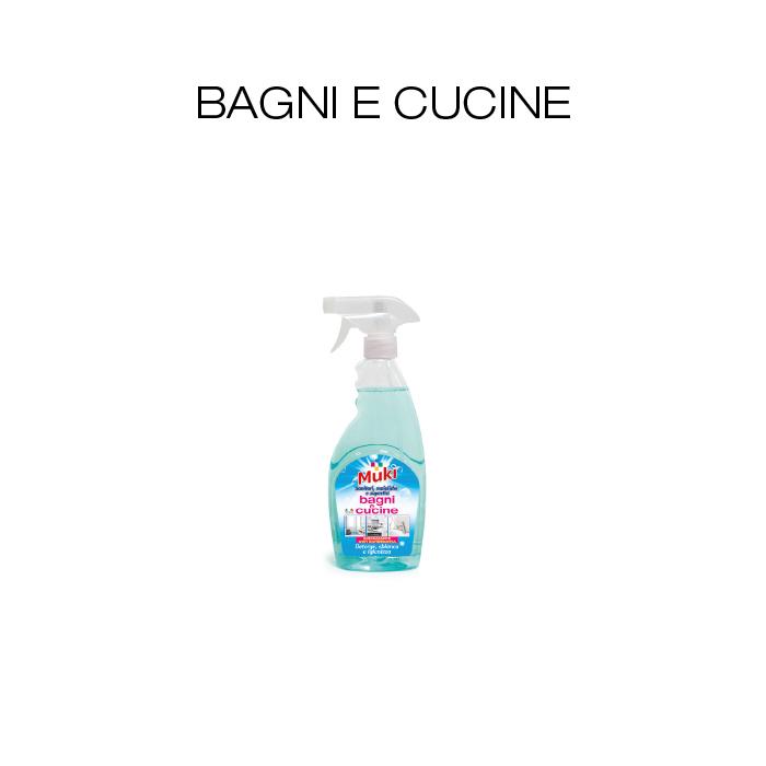 Detergente per bagni e cucine al cloro attivo e pronto all'uso.