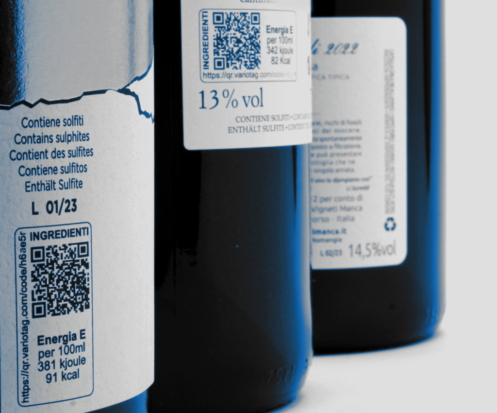 bottiglie di vino con etichetta e qrcode variotag