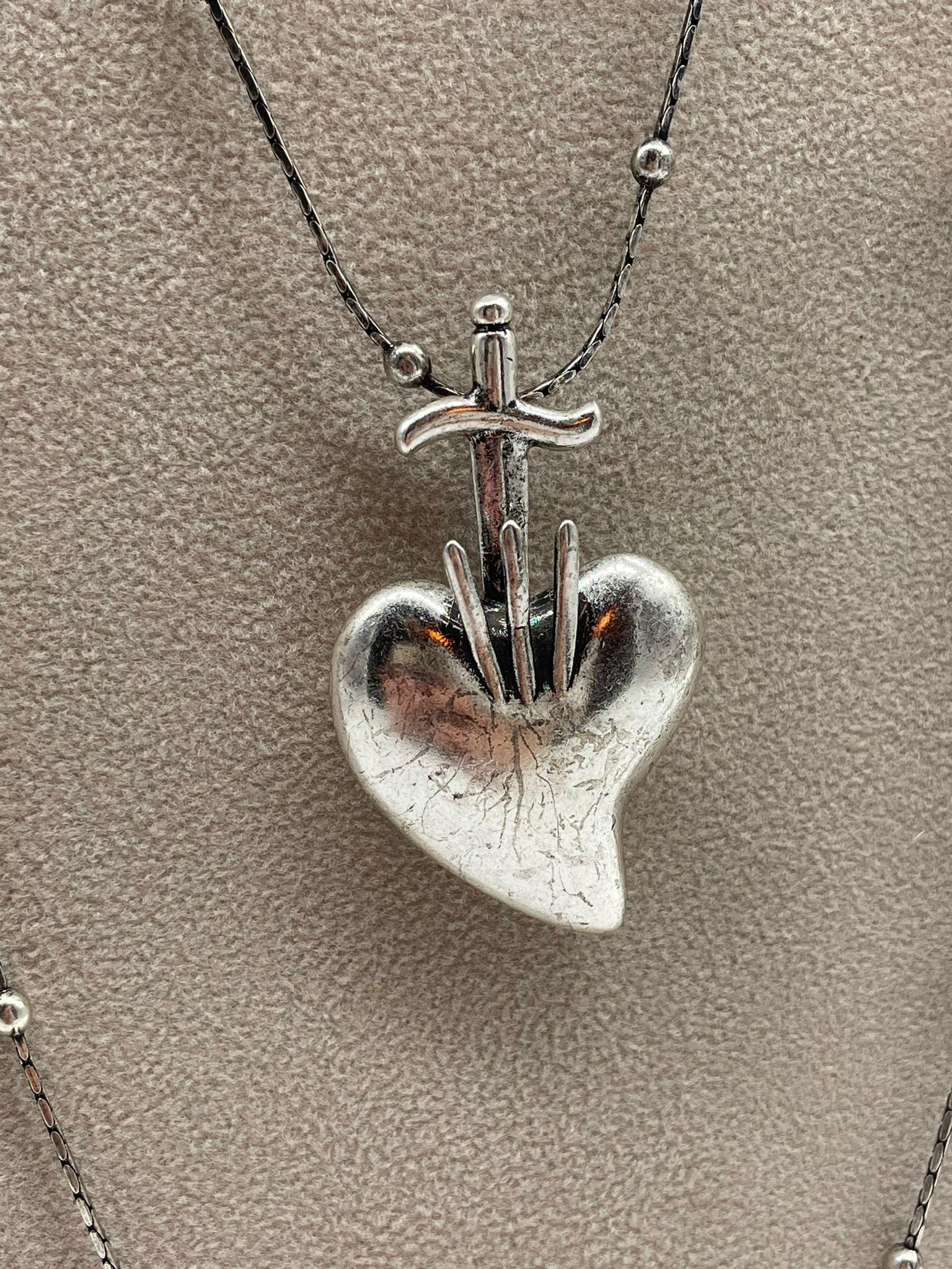 COLLANA A PALLINE CON CUORE SACRO GRANDE