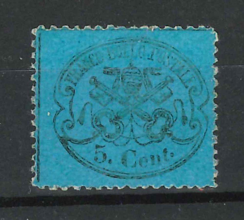 ASI STATO PONTIFICIO -1868 TL (Catalogo Sassone n.° 25 d azzurro scuro)
