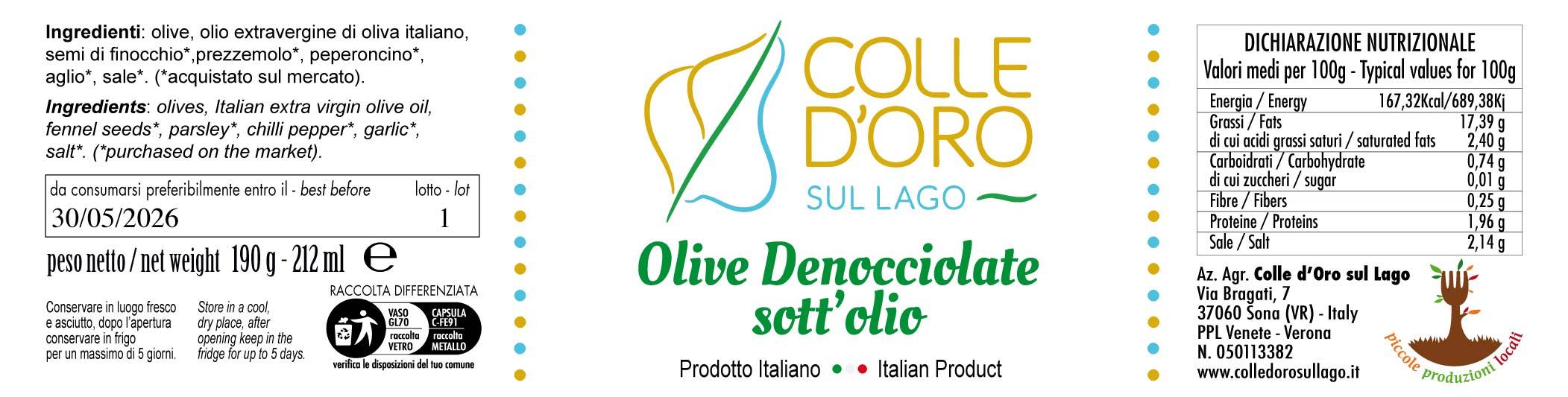 Cod. 12 Olive denocciolate sott'olio 190 g